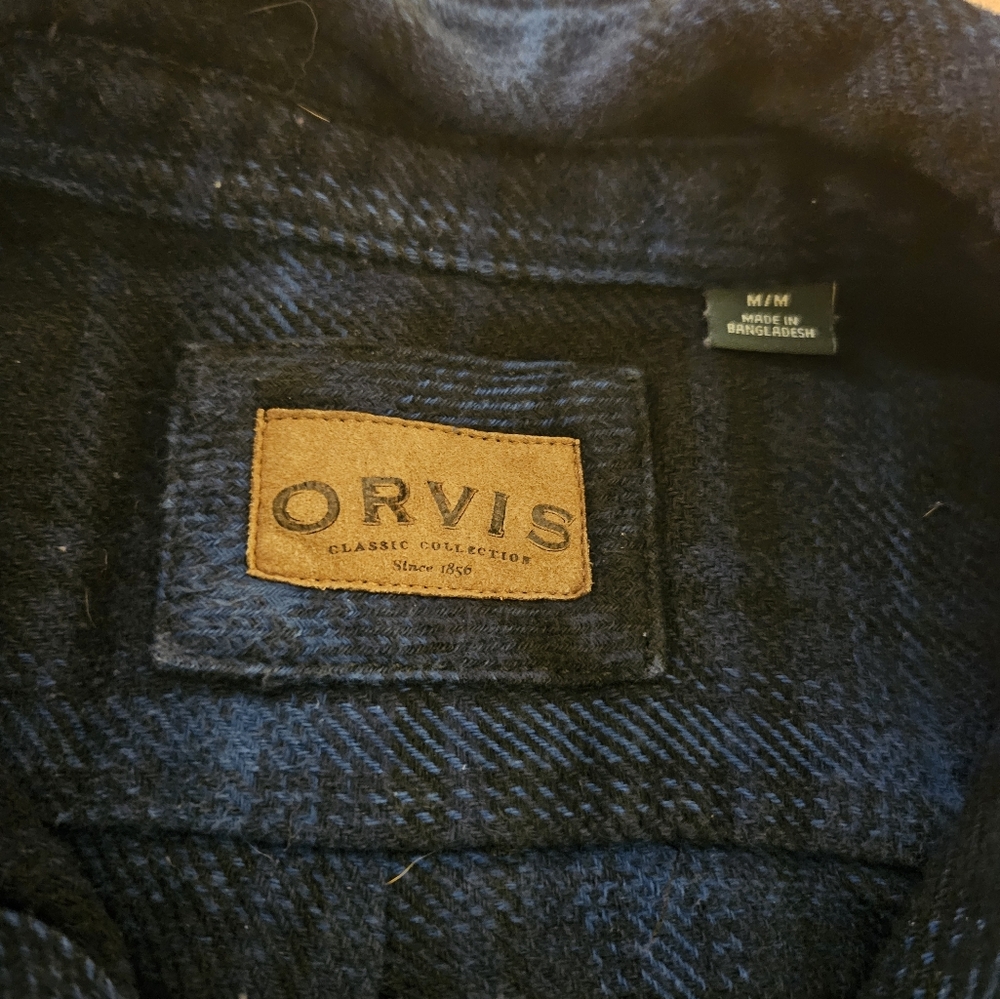 Orvis Shacket Mens M Plaid Button Up Flannel Shirt Long Sleeve Classic Outdoors - Picture 4 of 7